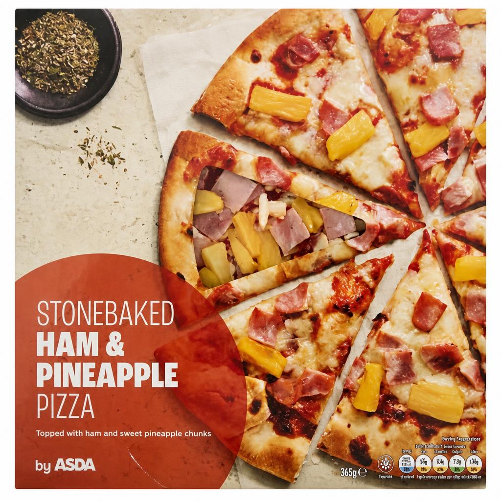 ASDA Stonebaked Ham & Pineapple Pizza 366g