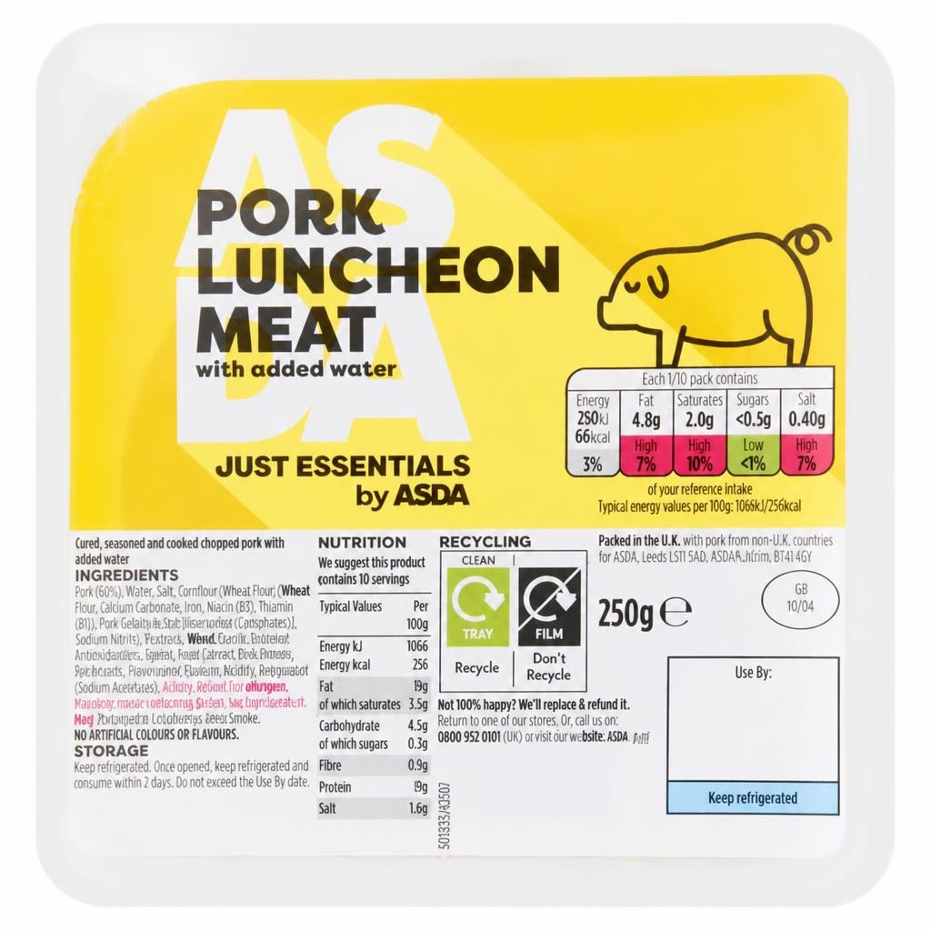 JUST ESSENTIALS by ASDA Pork Luncheon Meat Slices