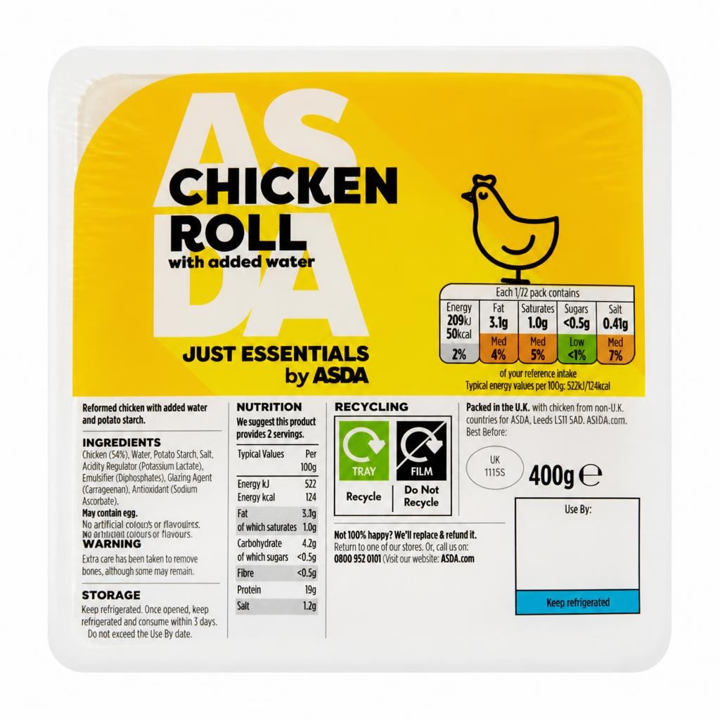 JUST ESSENTIALS by ASDA Just Essentials by  Chicken Roll with Added Water 400g