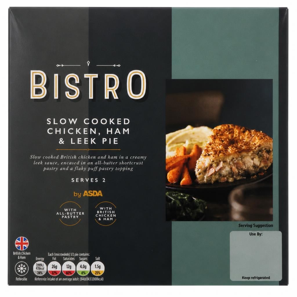 Bistro by ASDA Bistro by  Slow Cooked Chicken, Ham & Leek Pie 500g
