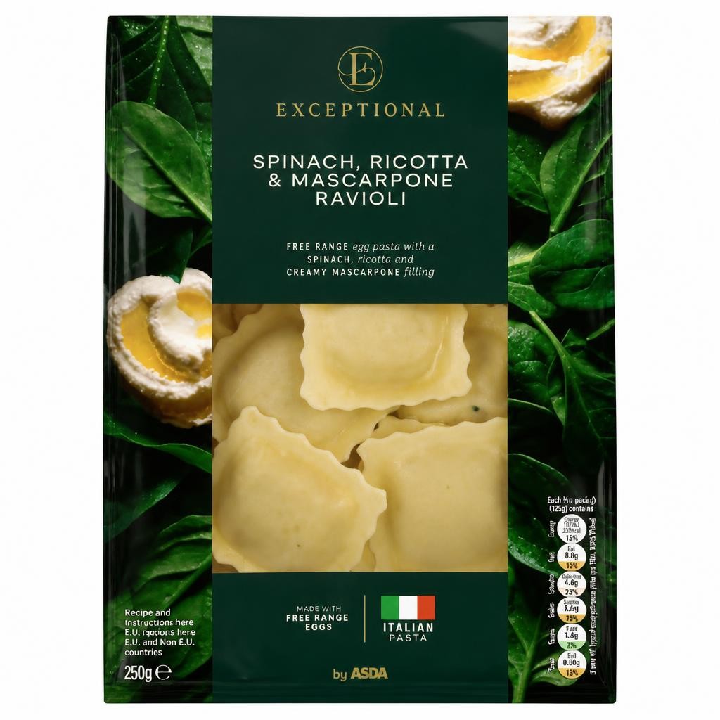 Exceptional by ASDA Exceptional by  Spinach, Ricotta & Mascarpone Ravioli 250g