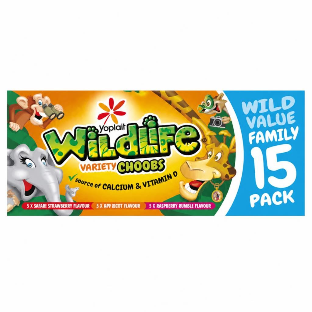 Wildlife Choobs Strawberry, Raspberry & Apricot Yoghurt Tubes 15x37g