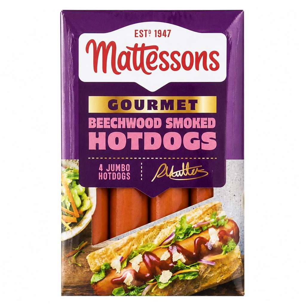 Mattessons 4 Gourmet Hot Dogs Beechwood Smoked 280g