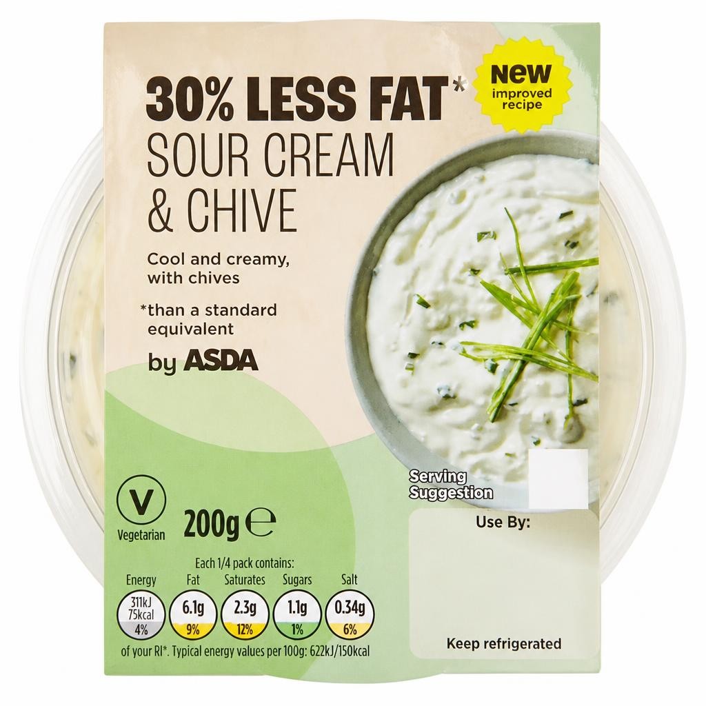 ASDA 30% Less Fat Sour Cream & Chive 200g