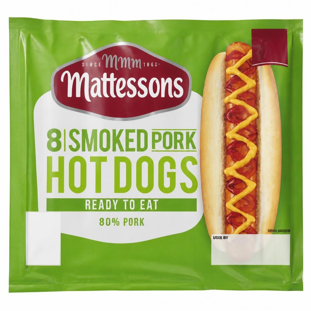Mattessons 8 Smoked Pork Hot Dogs 280g