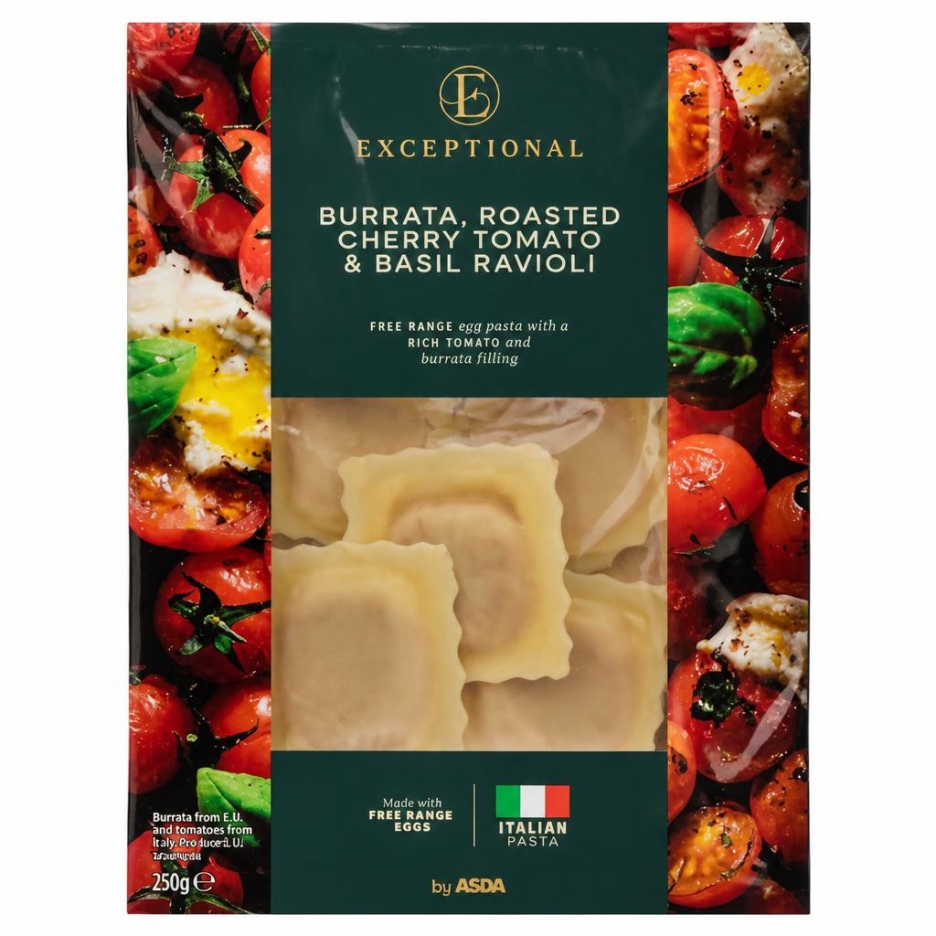 Exceptional by ASDA Burrata, Roasted Cherry Tomato & Basil Ravioli 250g