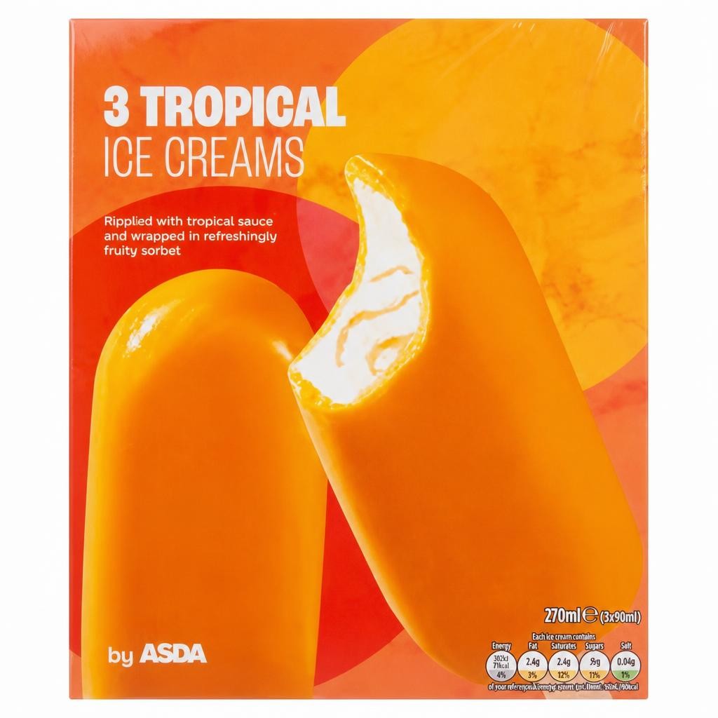 ASDA Tropical Ice Creams 3 x 90ml (270ml)