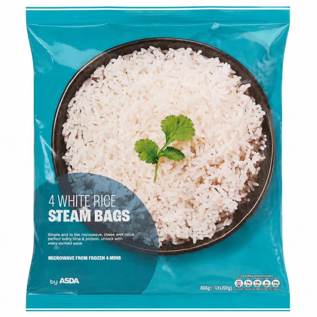 ASDA White Rice Steam Bags 4 x 200g (800g)