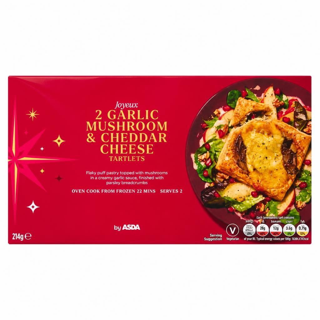 ASDA 2 Joyous Garlic Mushroom & Cheddar Cheese Tartlets 214g