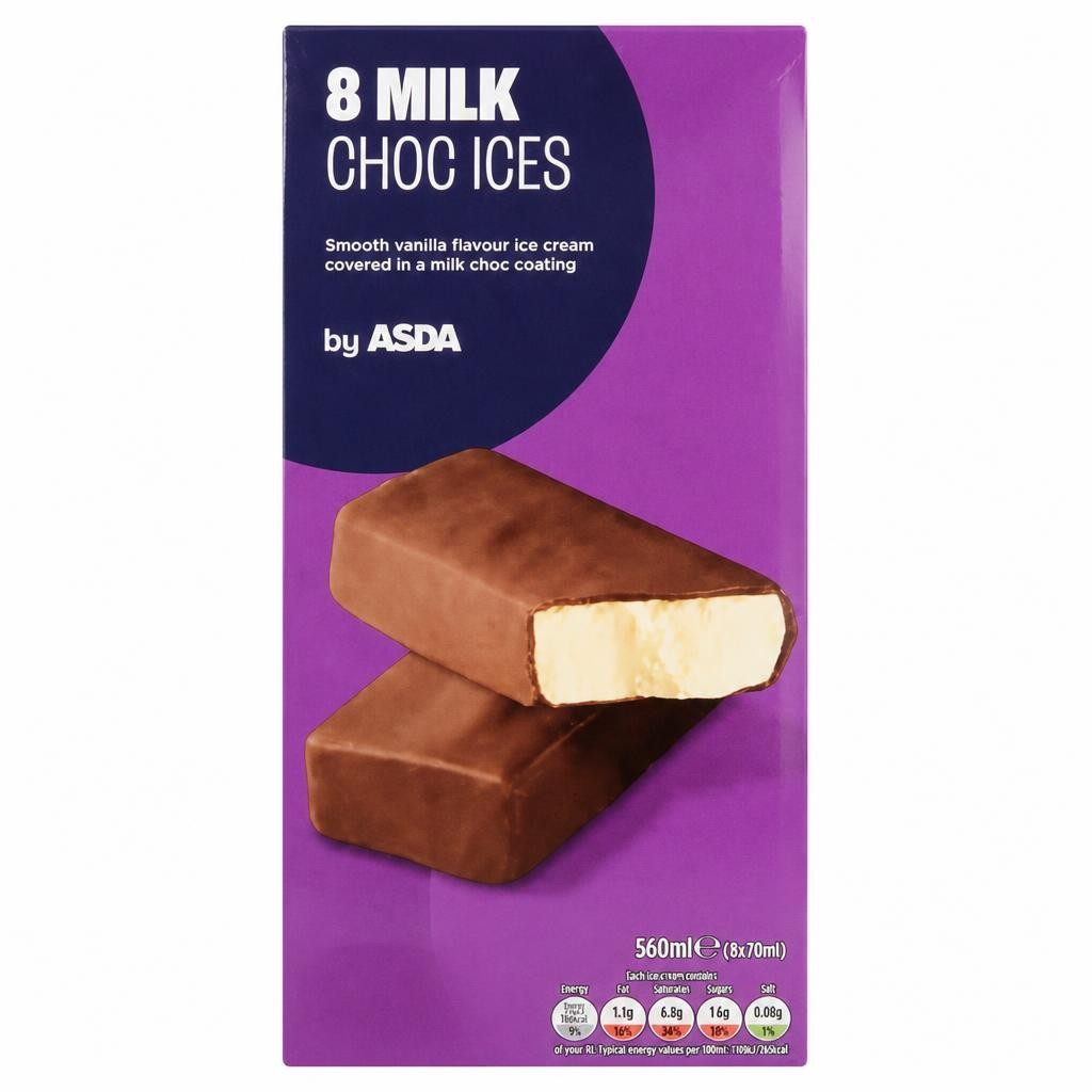 ASDA Milk Choc Ices 8 x 70ml (560ml)