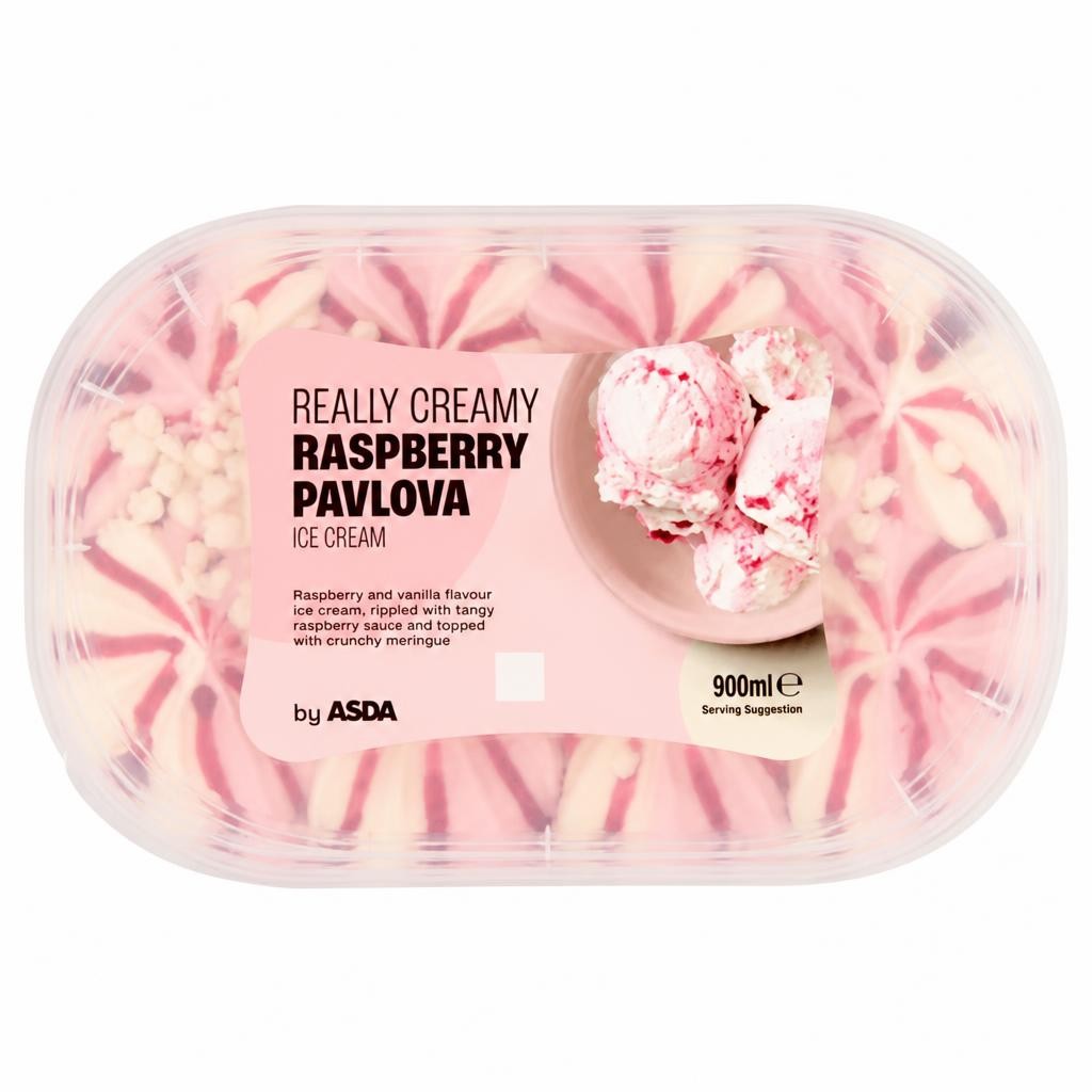 ASDA Really Creamy Raspberry Pavlova Ice Cream 900ml