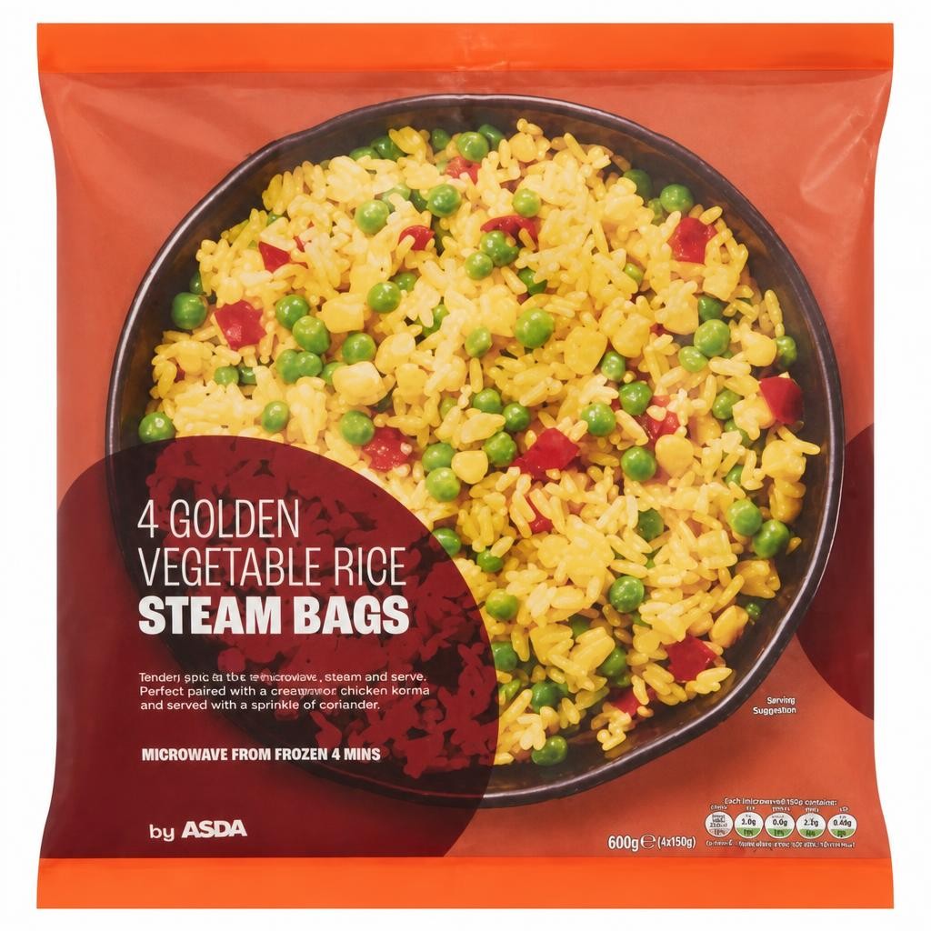 ASDA Golden Vegetable Rice Steam Bags 4 x 150g (600g)