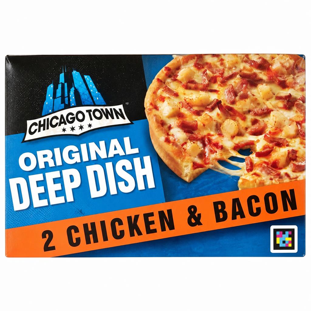 Chicago Town 2 Deep Dish Chicken & Bacon Club Mini Pizzas 2 x 156g