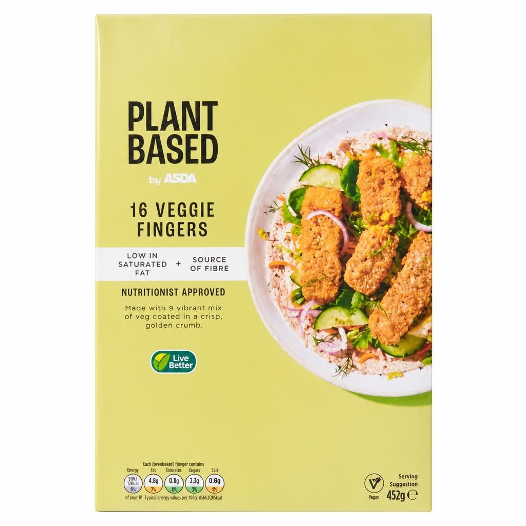 Plant Based by ASDA Plant Based 16 Veggie Fingers 452g