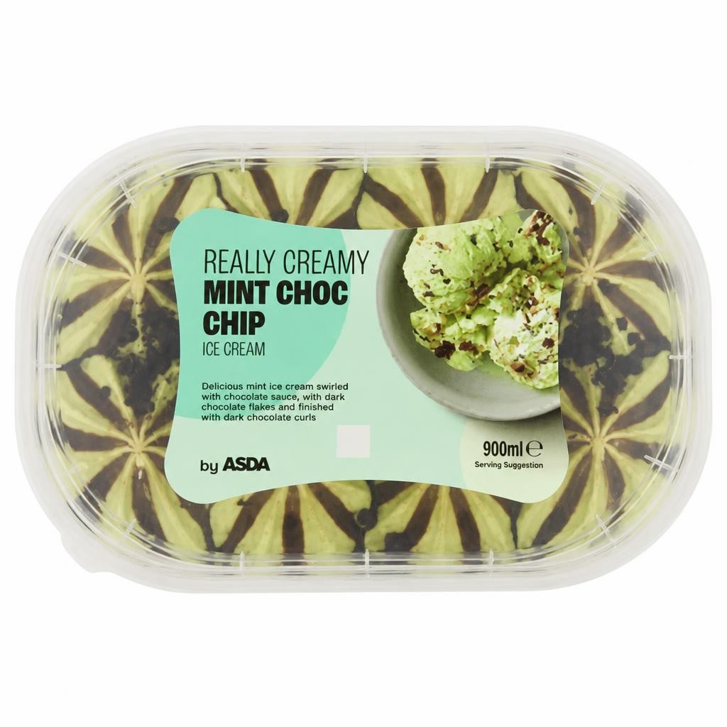 ASDA Really Creamy Mint Choc Chip Ice Cream 900ml