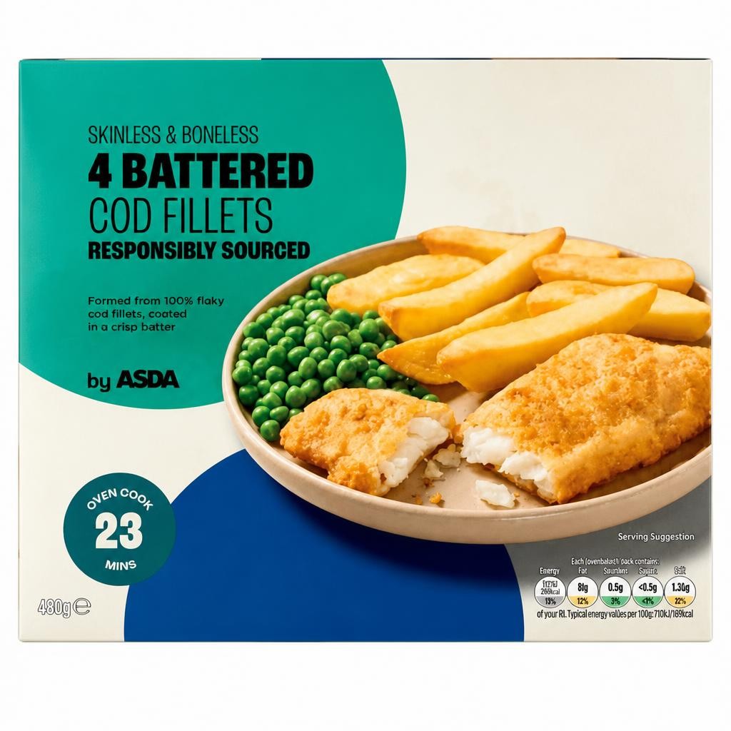 ASDA 4 Battered Cod Fillets 440g