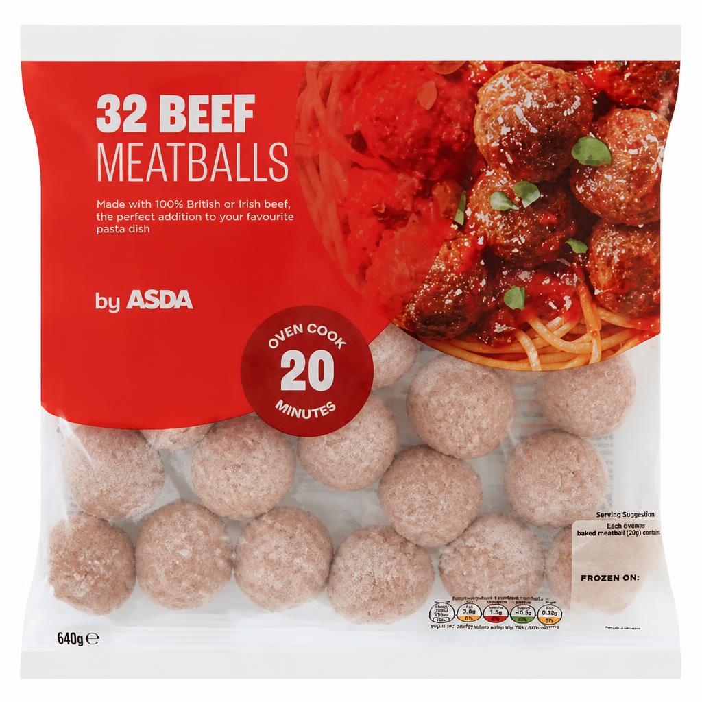 ASDA 32 Beef Meatballs 640g