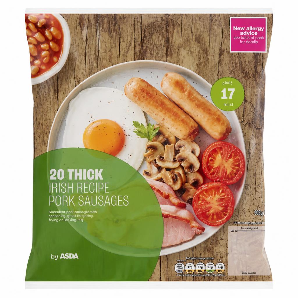 ASDA 20 Thick Irish Recipe Pork Sausages 907g