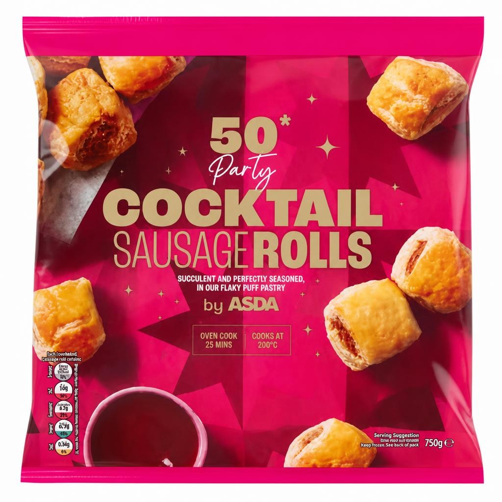 ASDA 50 Party Cocktail Sausage Rolls 750g