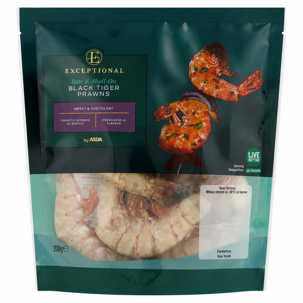 Exceptional by ASDA Black Tiger Prawns 200g