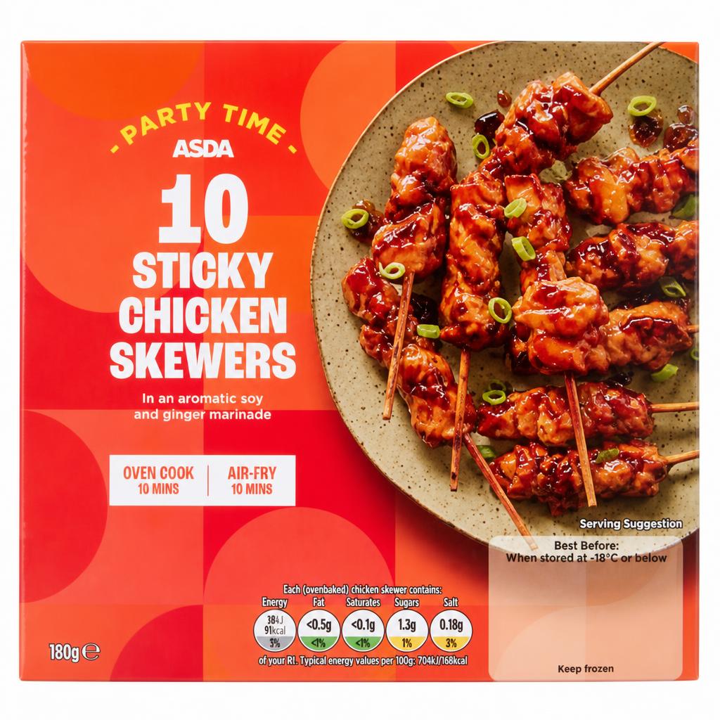 ASDA 10 Party Time Sticky Chicken Skewer 180g