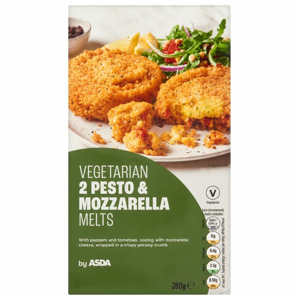 Asda Vegetarian 2 Vegetarian Pesto & Mozzarella Melts 280g