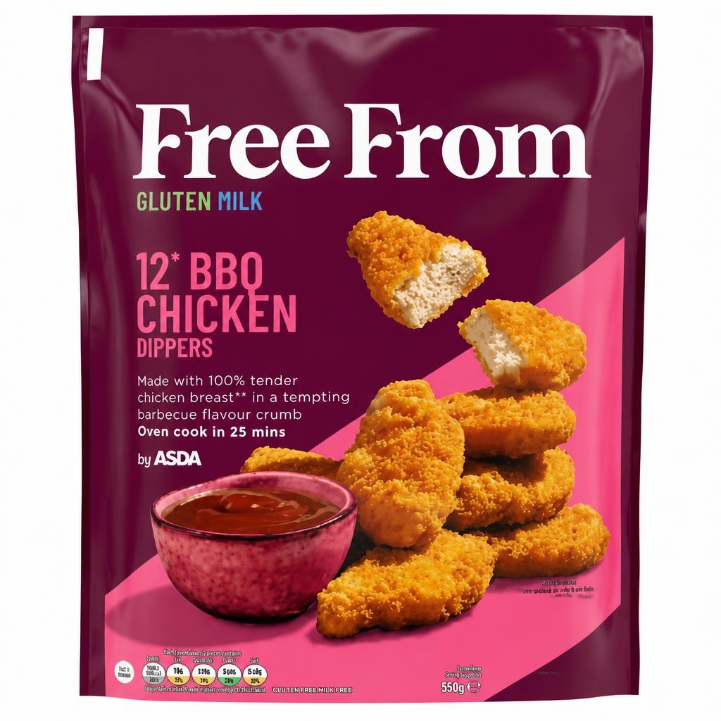 ASDA Free From Free From by  12 BBQ Chicken Dippers 360g