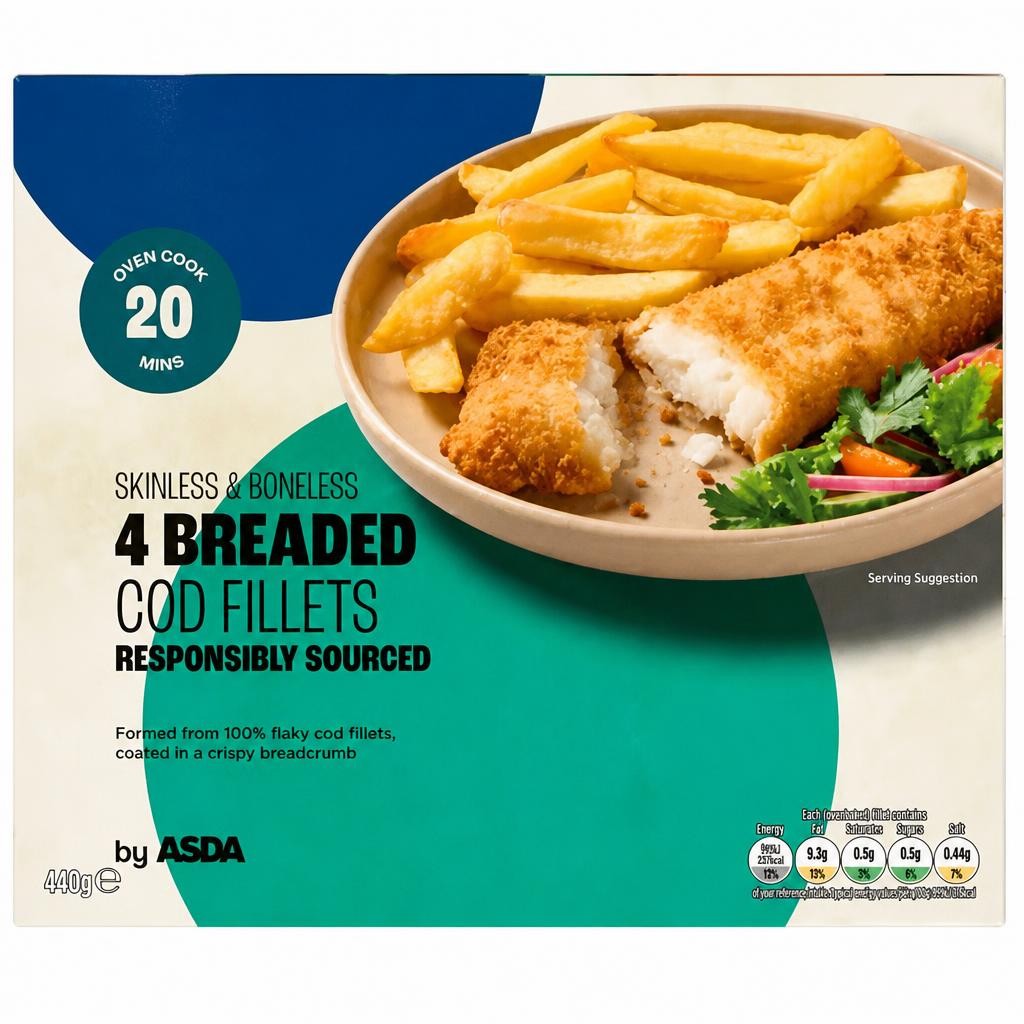 ASDA 4 Breaded Cod Fillets 440g