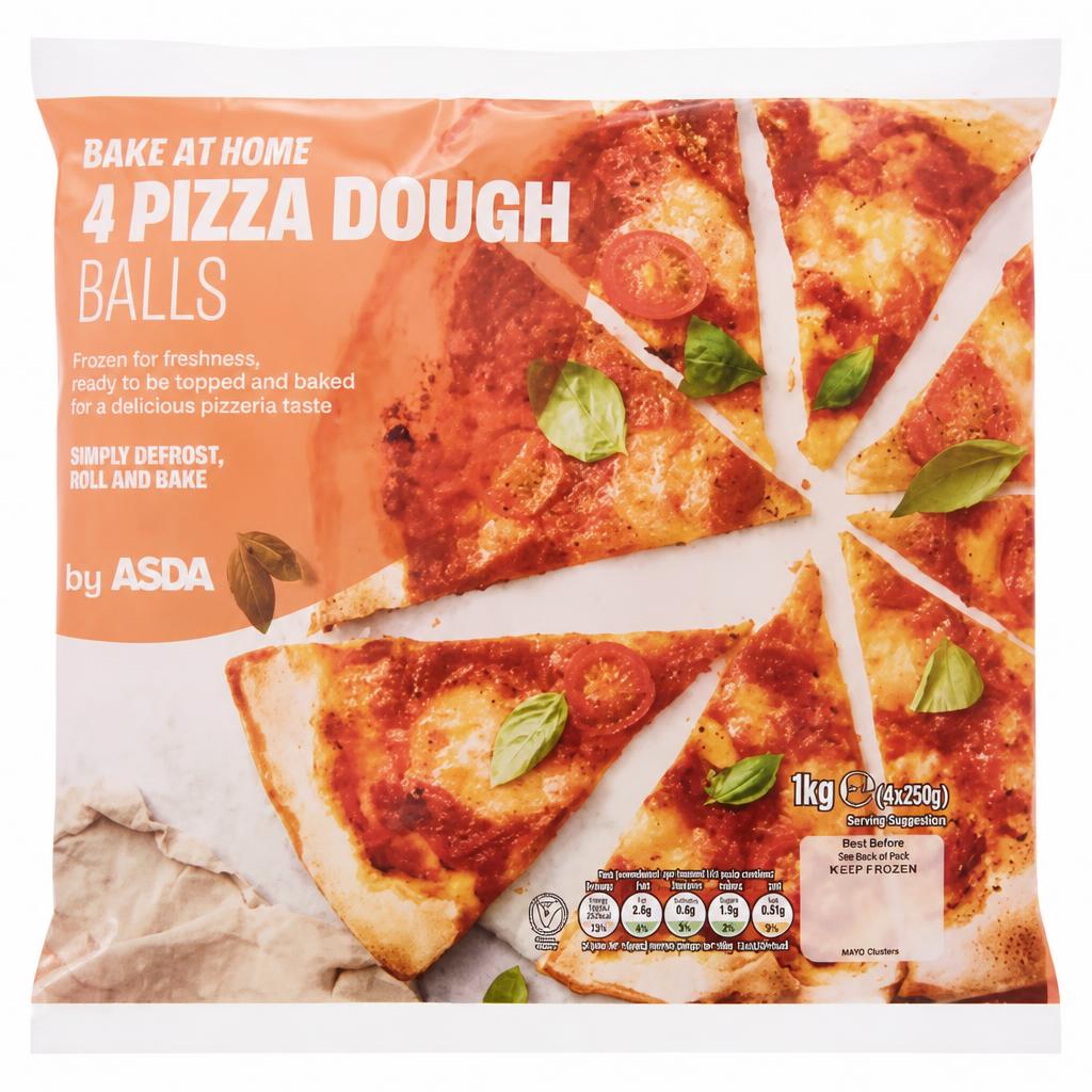 ASDA Bake at Home Pizza Dough Balls 4 x 250g (1kg)