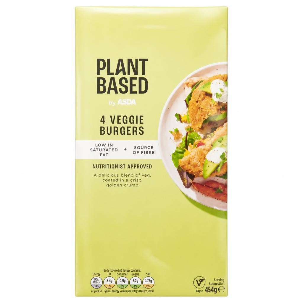 Plant Based by ASDA Plant Based 4 Veggie Burgers 454g