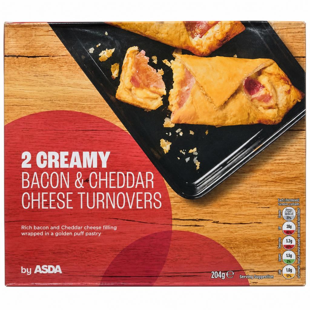 ASDA 2 Creamy Bacon & Cheddar Cheese Turnovers 204g