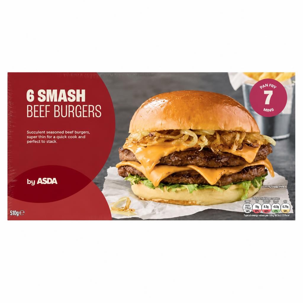 ASDA 6 SMASH BEEF BURGERS by ASDA 510g