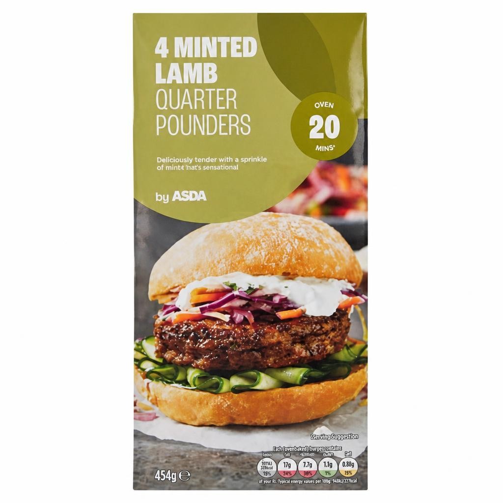 ASDA 4 Minted Lamb Quarter Pounders 454g