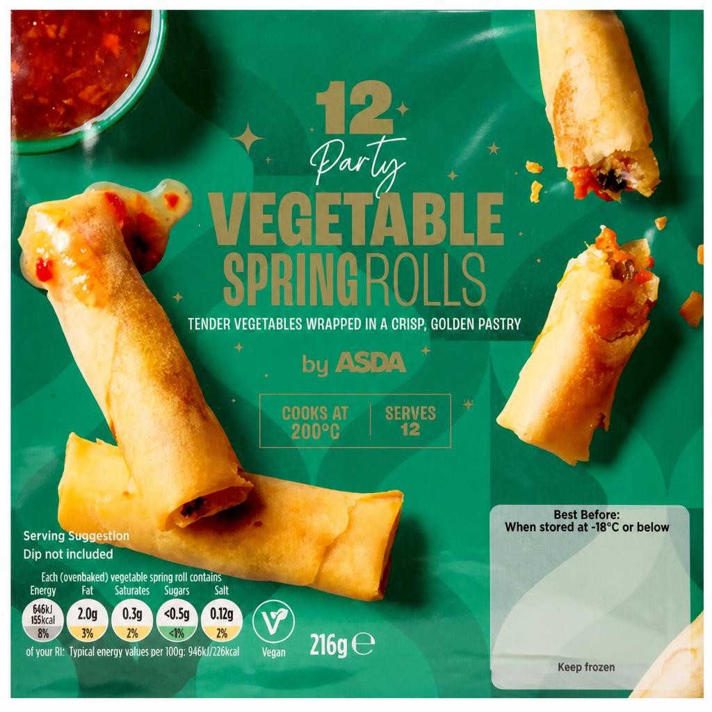 ASDA 12 Party Vegetable Spring Rolls 216g