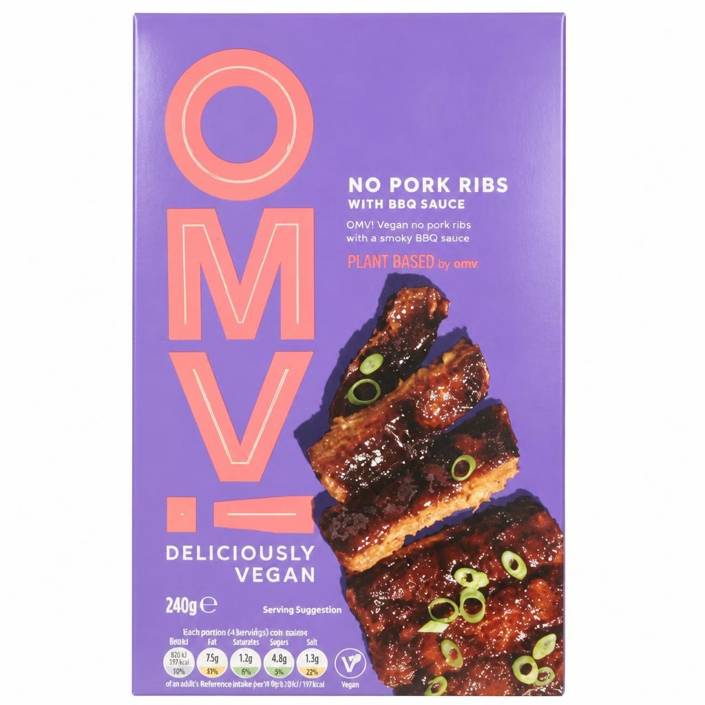 OMV! Deliciously Vegan Plant Based OMV! No Pork Ribs with BBQ Sauce 240g