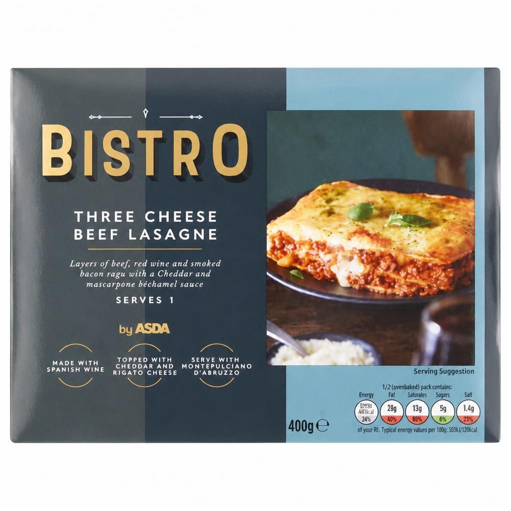 Bistro by ASDA Bistro Three Cheese Beef Lasagne 400g