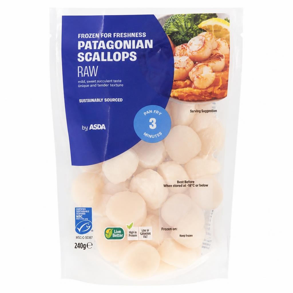 ASDA Patagonian Scallops Raw 240g