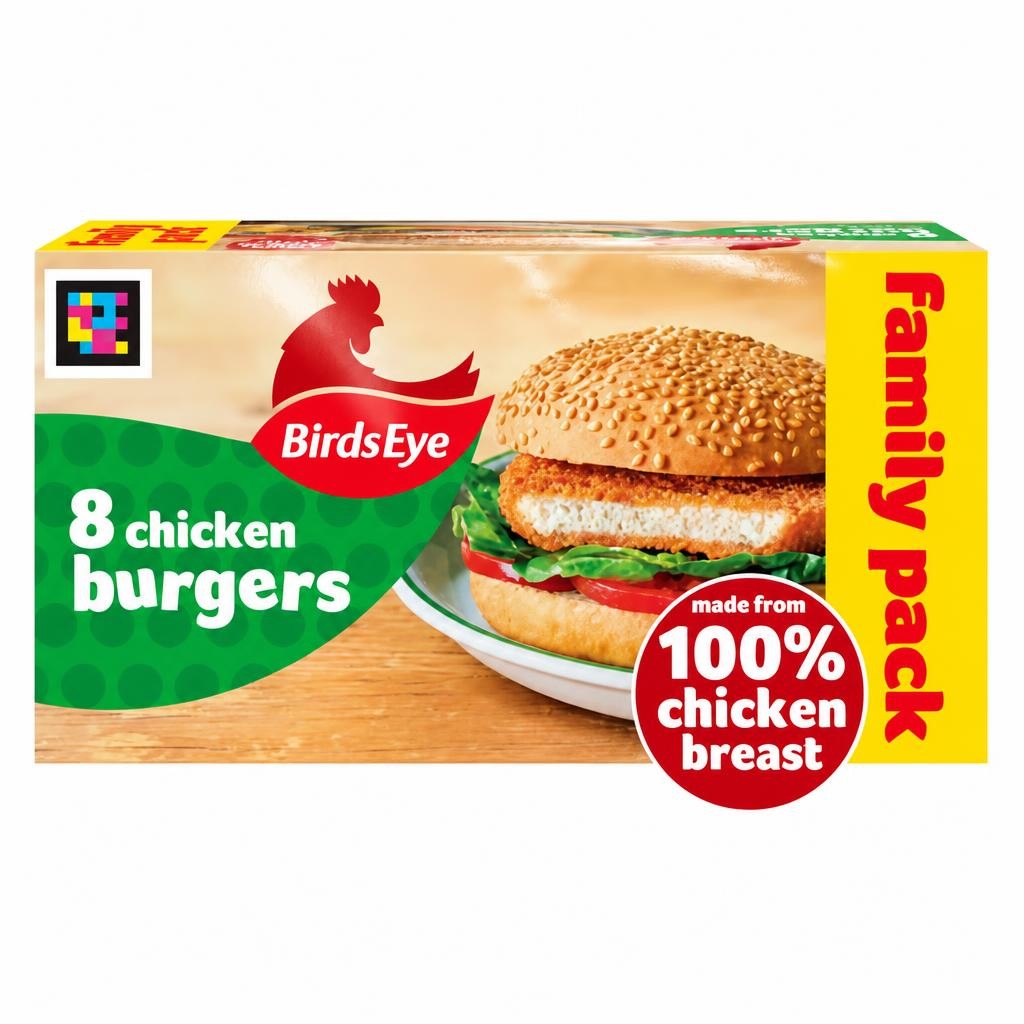 Birds Eye 8 Wholegrain Breaded Chicken Burgers 400g