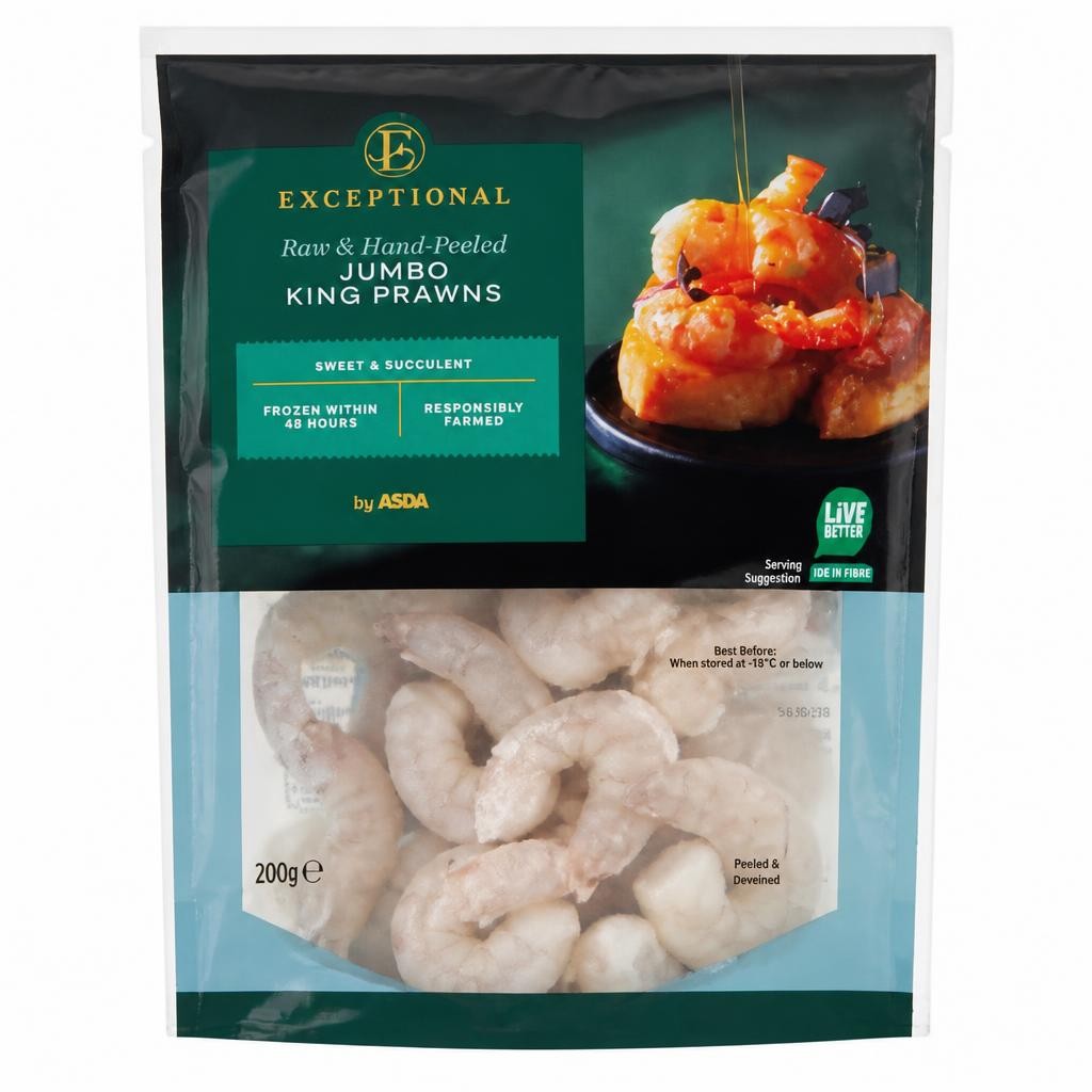 Exceptional by ASDA Raw & Hand-Peeled Jumbo King Prawns 200g