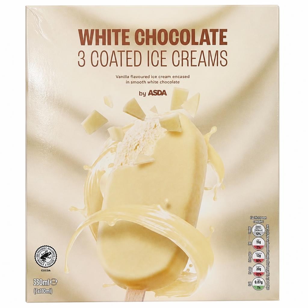 ASDA 3 White Chocolate Coated Ice Creams 330ml (3 x 110ml)