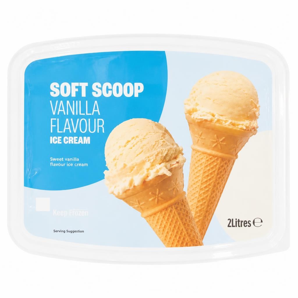 ASDA Soft Scoop Vanilla Flavour Ice Cream 2 Litres