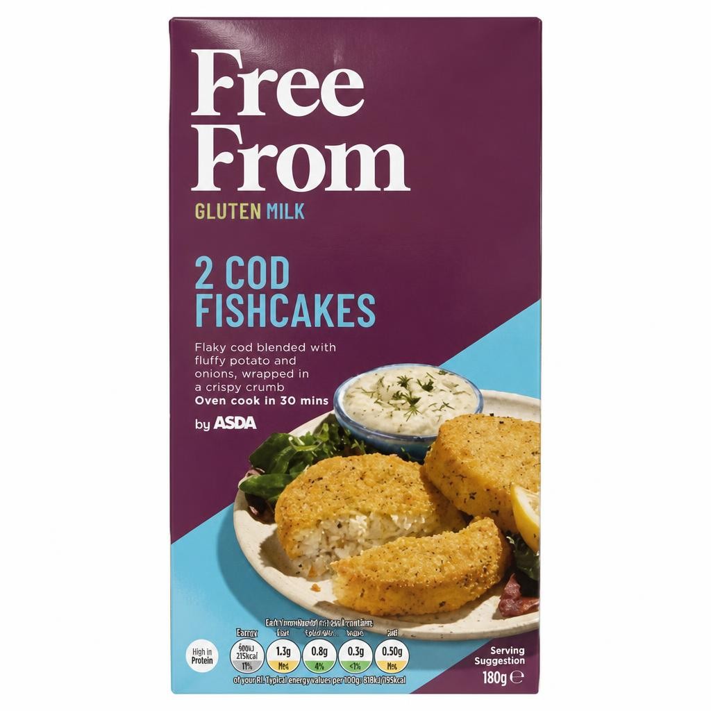 ASDA Free From Free From by  2 Cod Fishcakes 180g