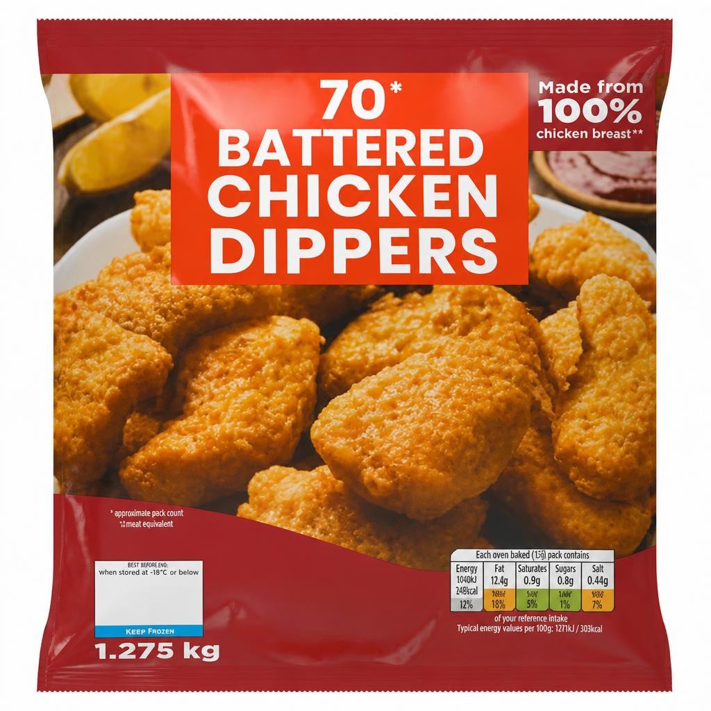 Deli Cuisine Battered 70 Chicken Dippers 1.275kg