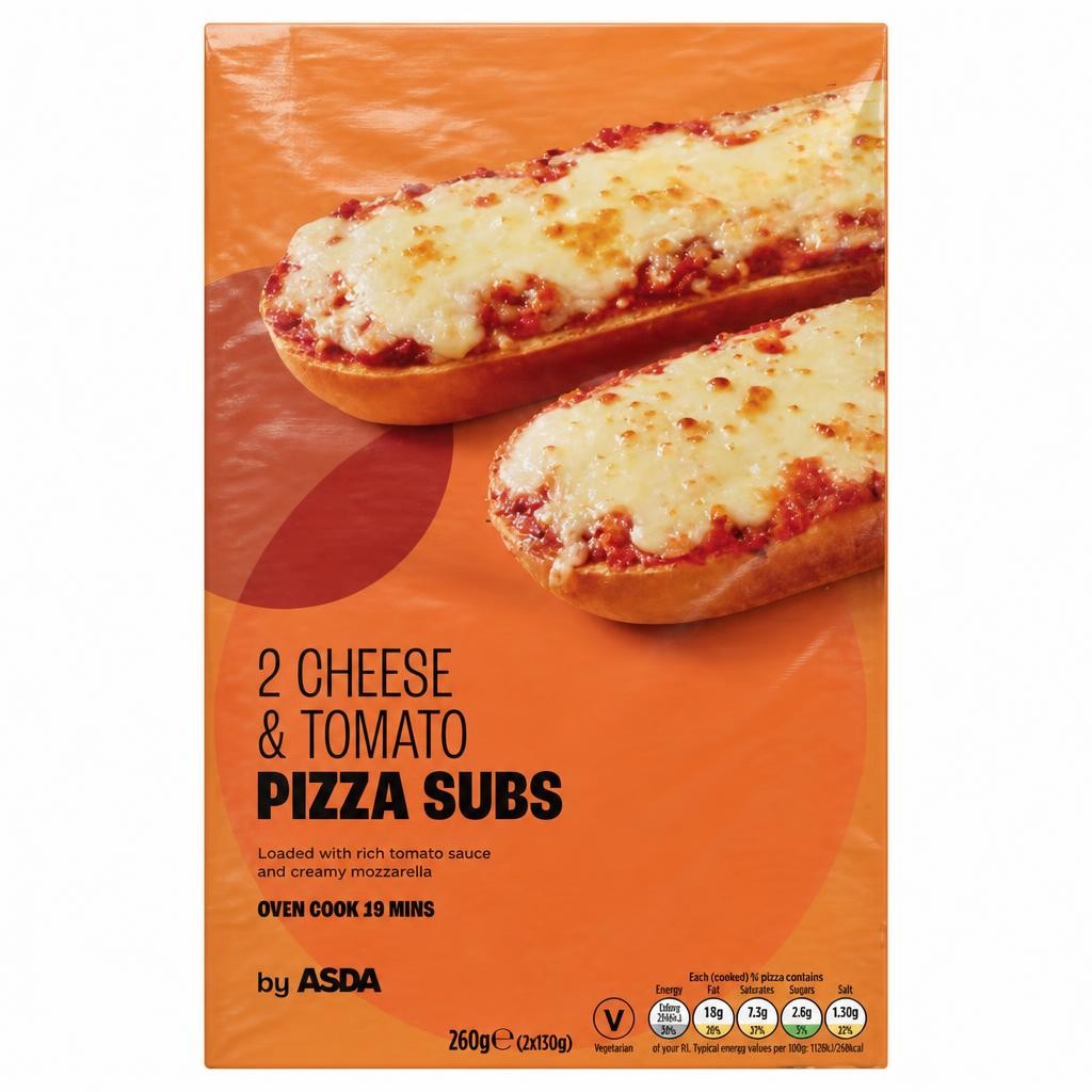 ASDA Pizza Subs Cheese & Tomato 2 x 130g (260g)