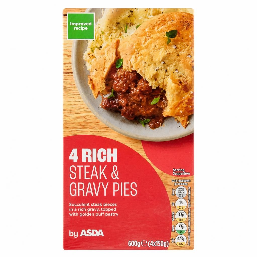 ASDA Rich Steak & Gravy Pies 4 x 150g (600g)