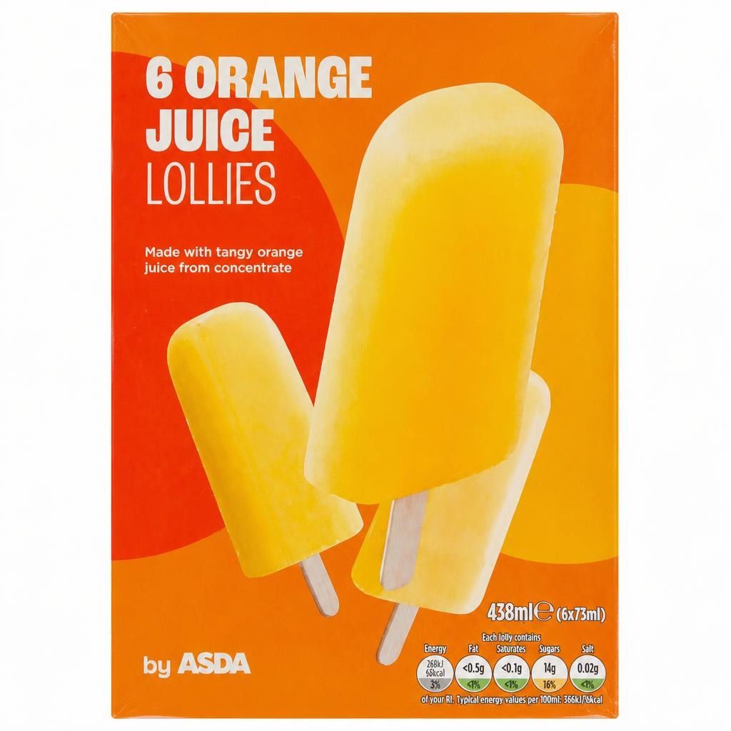 ASDA Orange Juice Lollies 6 x 73ml (438ml)