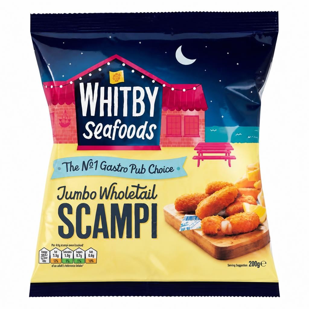 Whitby Seafoods Jumbo Wholetail Scampi 200g
