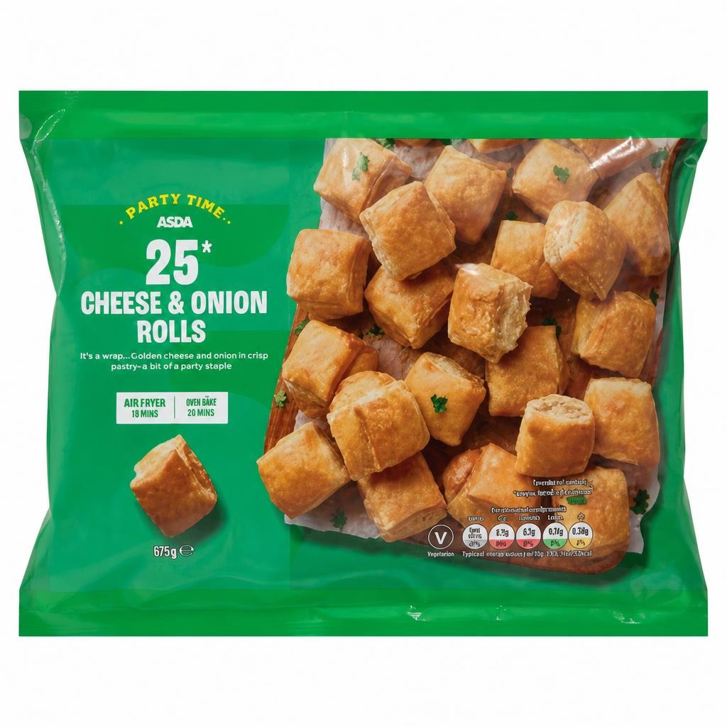 ASDA 25 Party Cheese & Onion Rolls 375g