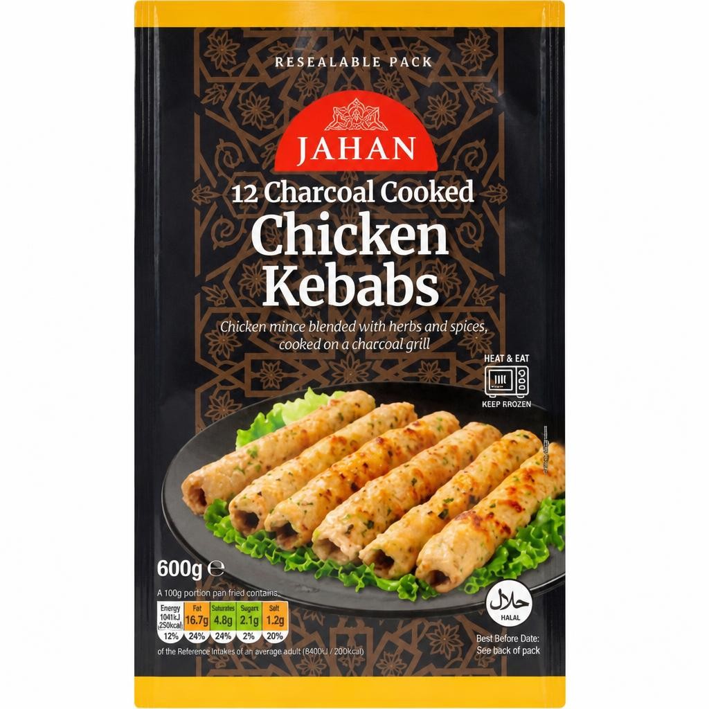Jahan 12 Charcoal Cooked Chicken Kebabs 600g