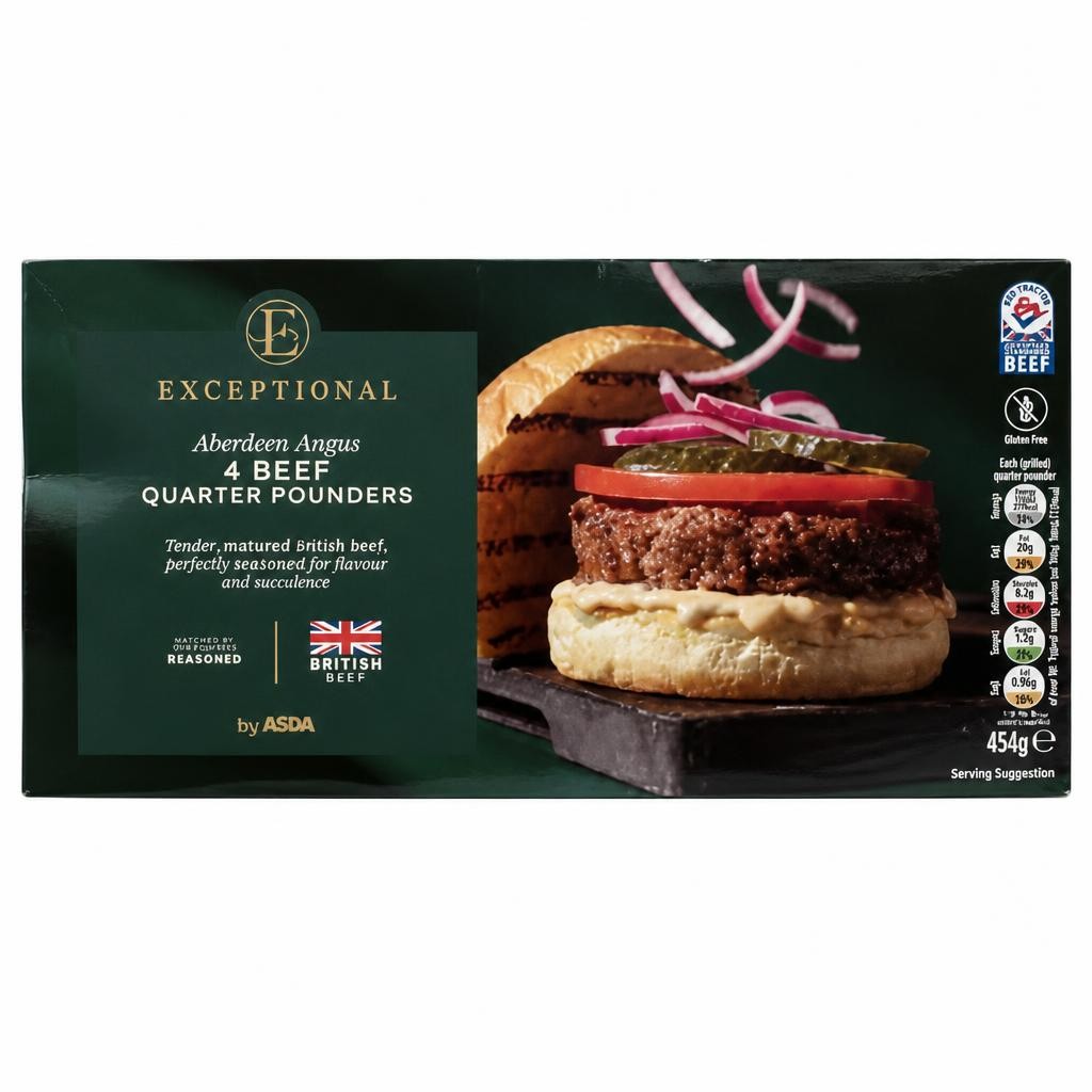 Exceptional by ASDA 4 Aberdeen Angus Beef Quarter Pounders 454g